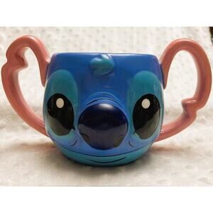 Disney Stitch 3D Sculpted Ceramic Double Handled 22oz Mug-NEW